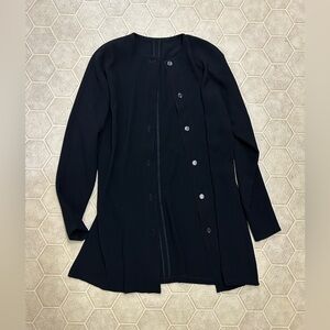 Y2K Vtg Exclusively Misook Black 100% Acrylic Button Front Tunic Cardigan Top